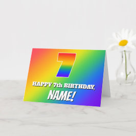 7. Geburtstag: mehrfarbiges Regenbogenmuster # 7 Karte