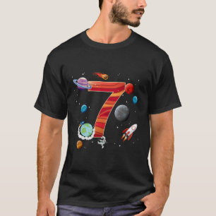 7. Geburtstag Raumplaneten Astronaut 7 Jahre alt F T-Shirt