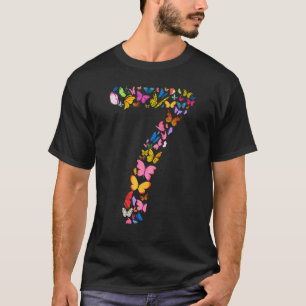 7. Geburtstag Schmetterlinge 7 Jahre alte Mädchen T-Shirt