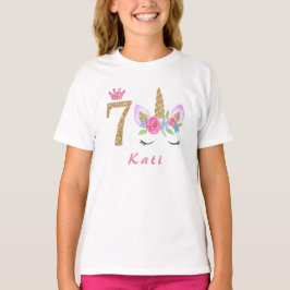 7. Geburtstag Unicorn personalisierter Name T-Shirt