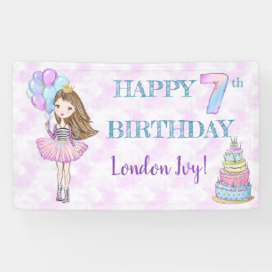 7. Geburtstagsmädchen Prinzessin Lavendel Türkis Banner