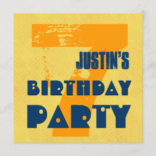 7. Geburtstagsparty 7 Jahre alter Grunge Design Einladung