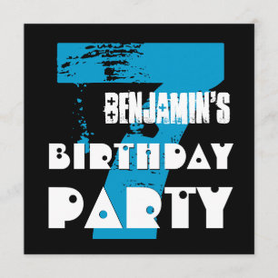 7. Geburtstagsparty 7 Jahre alter Grunge Design Einladung