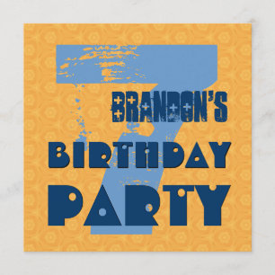 7. Geburtstagsparty 7 Jahre alter Grunge Design V2 Einladung