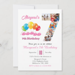 7. Geburtstagssammlung Foto Nr. 7 Mädchen Einladung