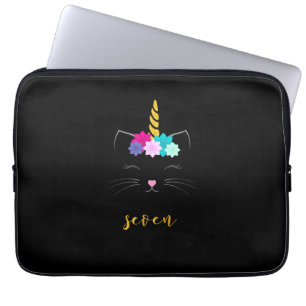 7. Geburtstagsshirt Katze Einhorn Mädchen Geburtst Laptopschutzhülle