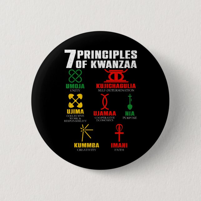 7 Grundsätze der Kwanzaa-Feier Pan African Bo Button (Vorderseite)