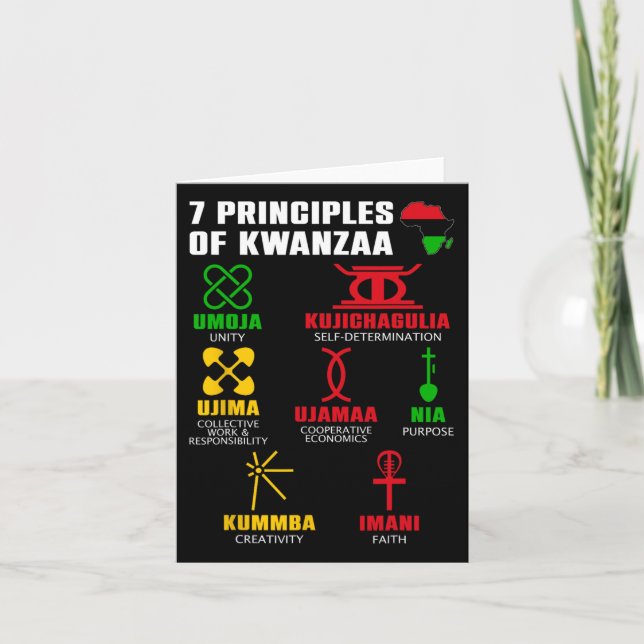 7 Grundsätze der Kwanzaa-Feier Pan African Bo Karte (Vorderseite)
