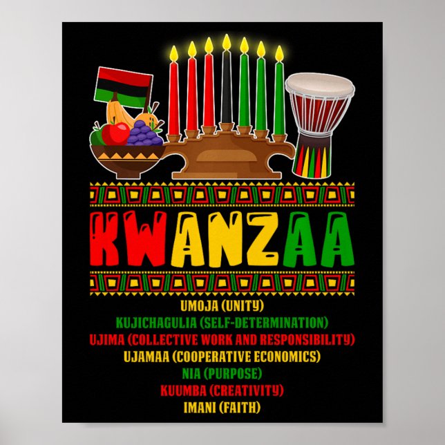 7 Grundsätze der Kwanzaa-Feier Pan African Bo Poster (Vorne)