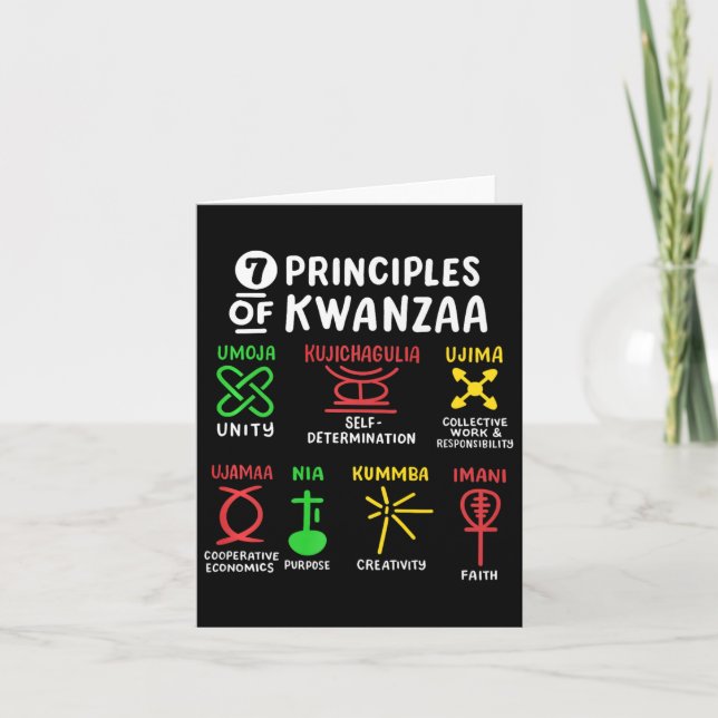 7 Grundsätze der schwarzen Amerikaner aus Kwanzaa Karte (Vorderseite)