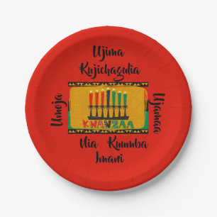 7 Grundsätze von Kwanzaa Candles 7" Pappteller
