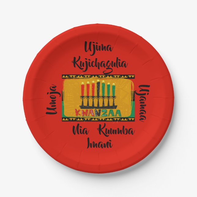 7 Grundsätze von Kwanzaa Candles 7" Pappteller (Vorderseite)