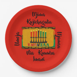 7 Grundsätze von Kwanzaa Candles 9" Pappteller
