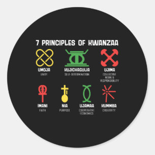7 Grundsätze von Kwanzaa Happy Kwanzaa African Ame Runder Aufkleber