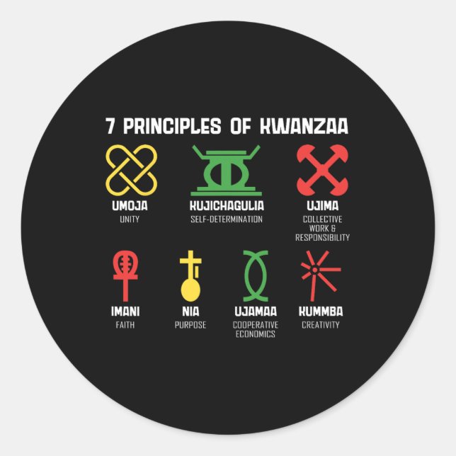 7 Grundsätze von Kwanzaa Happy Kwanzaa African Ame Runder Aufkleber (Vorderseite)