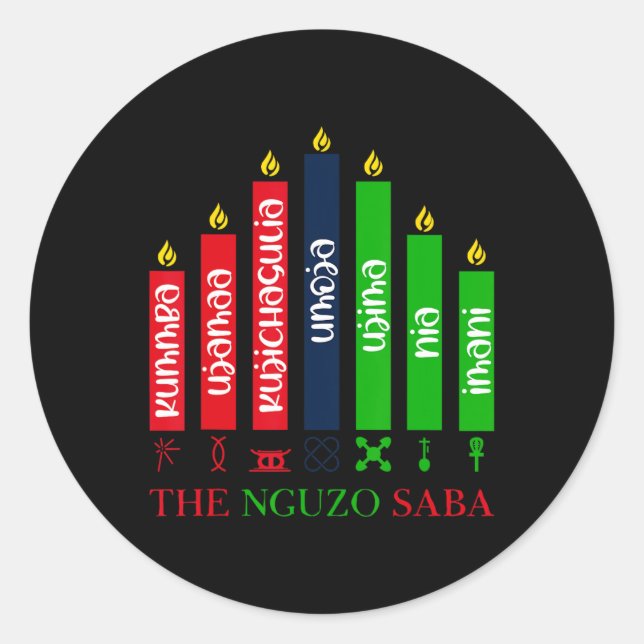 7 Grundsätze von Kwanzaa Runder Aufkleber (Vorderseite)