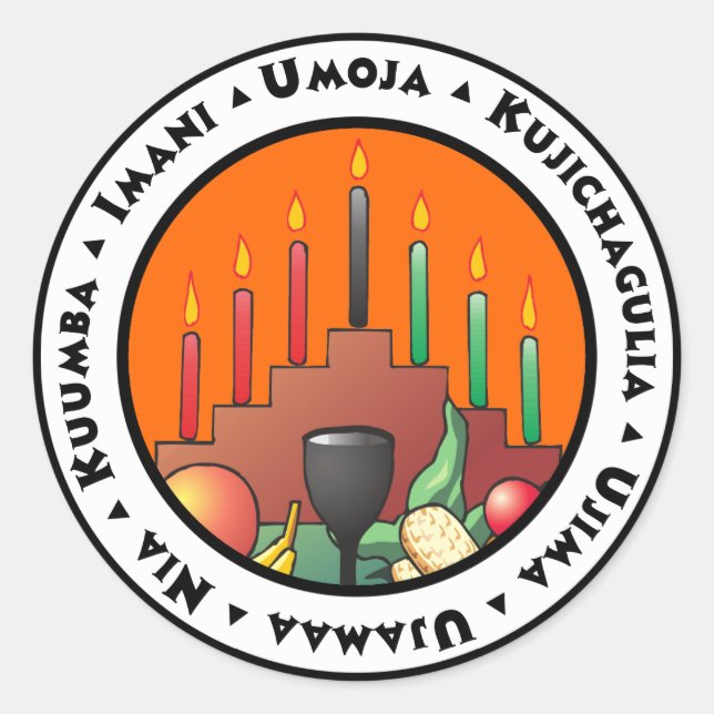 7 Grundsätze von Kwanzaa Runder Aufkleber (Vorderseite)