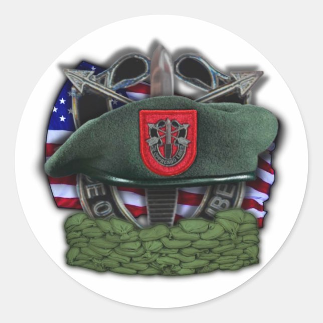 7. Gruppe der Sondereinheiten Green Berets Tiersti Runder Aufkleber (Vorderseite)