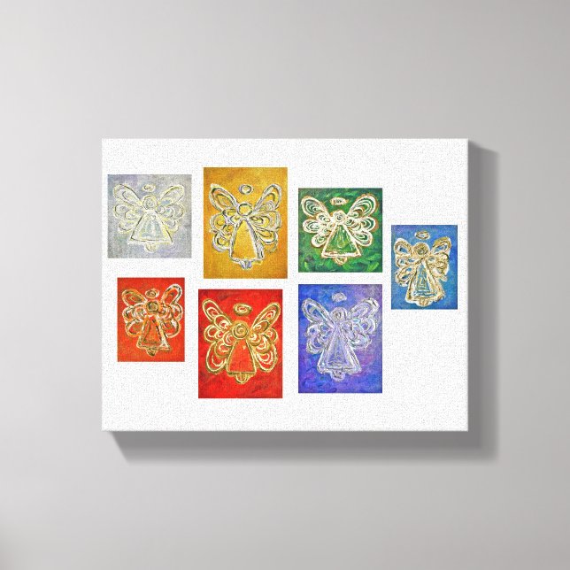7 Guardian Angels Art Wrapped Canvas Malerei Leinwanddruck (Vorderseite)