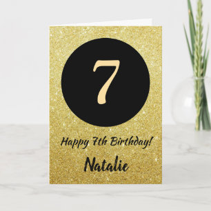 7. Happy Birthday Black and Gold Glitzer Card Karte