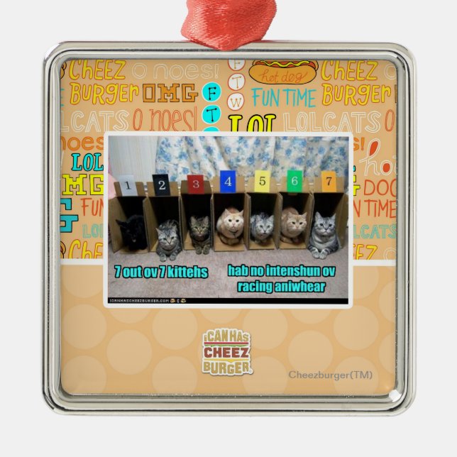 7 heraus ov 7 kittehs silbernes ornament (Vorne)