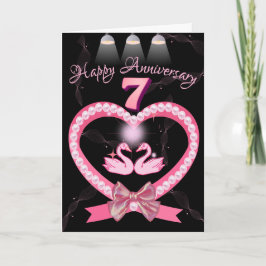 7. Hochzeit Jubiläum rosa Herzklopfen für ein Paar Karte