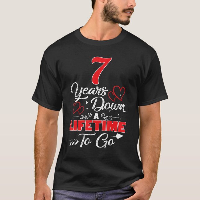 7. Hochzeitsjubiläum 7 Jahre ab Lebenszeit bis T-Shirt (Vorderseite)