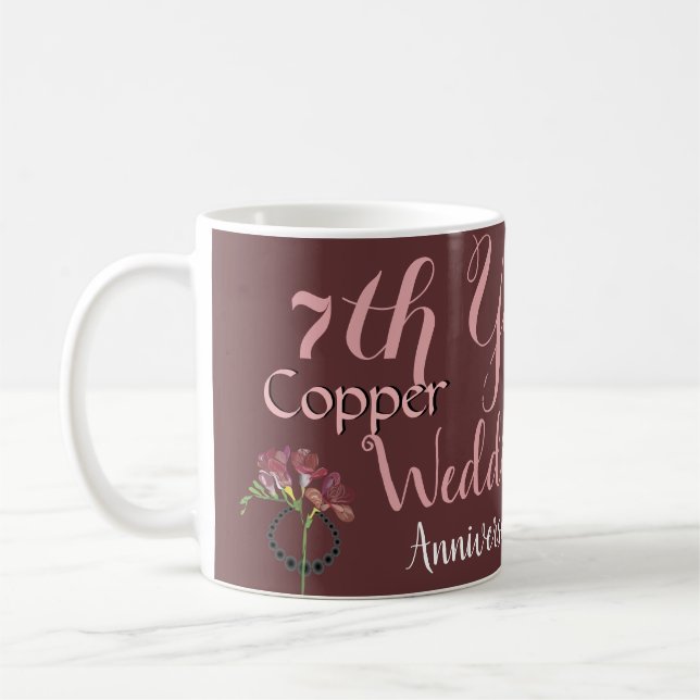 7. Hochzeitstag Freesia & Onyx Kaffeetasse (Links)