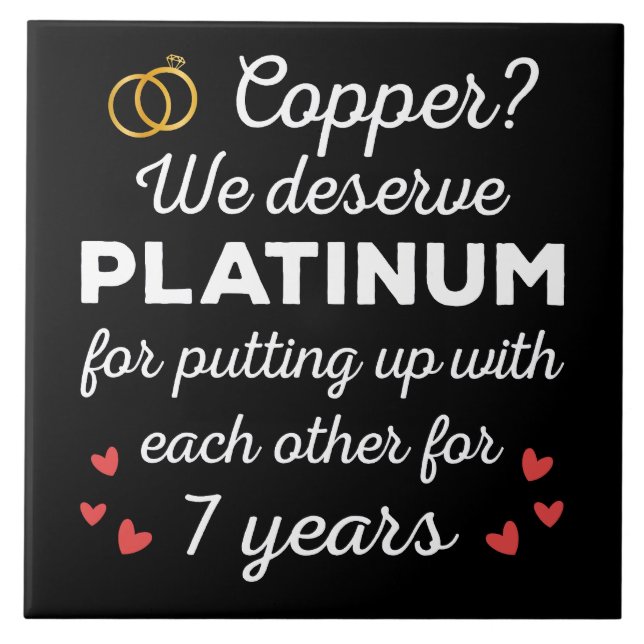 7. Hochzeitstag I - Copper Funny Couple Fliese (Vorderseite)