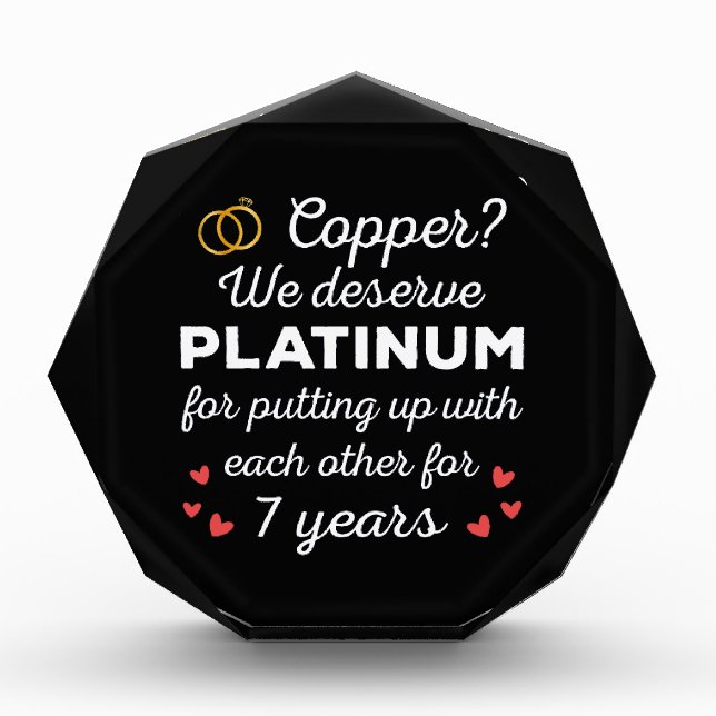 7. Hochzeitstag I - Copper Funny Couple Fotoblock (Vorderseite)