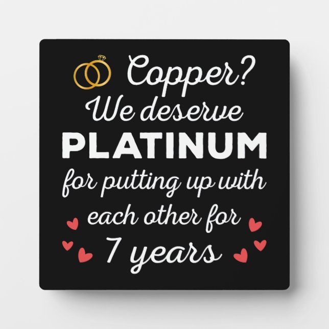7. Hochzeitstag I - Copper Funny Couple Fotoplatte (Vorderseite)