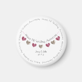 7. Hochzeitstag Wollherzen-Magnet Magnet