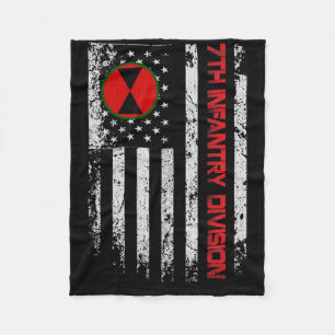 7. Infanterieabteilung Vintage US-Flagge Militär V Fleecedecke