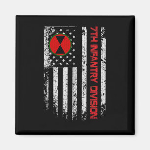 7. Infanterieabteilung Vintage US-Flagge Militär V Magnet