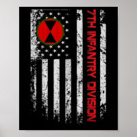 7. Infanterieabteilung Vintage US-Flagge Militär V