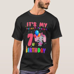 7 Jahre alt 7. Geburtstag Elefanten Mädchen Phanta T-Shirt