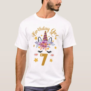 7 Jahre alt 7. Geburtstag Girl Funny Unicorn Face T-Shirt