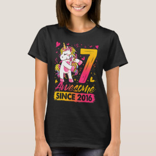 7 Jahre alt Blüten Einhorn Geschenke 7. Geburtstag T-Shirt