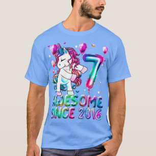 7 Jahre alt Einhorn Blüte 7. Geburtstag Mädchen Un T-Shirt