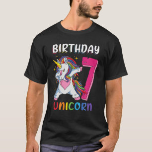 7 Jahre alt Mädchen Dabbing Unicorn 7. Geburtstag  T-Shirt