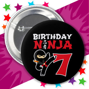 7 Jahre Alte Karate Ninja Party Kinder 7. Geburtst Button