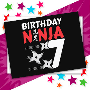 7 Jahre alte Ninja-Party-Stars Kinder 7. Geburtsta Postkarte