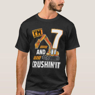 7 Jahre alter Straßenbaubagger Birthda T-Shirt