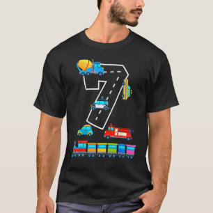 7 Jahre alter Transport Geburtstagskraftplan T-Shirt