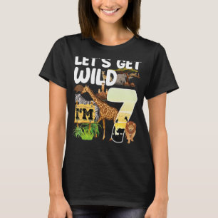 7 Jahre alter Zoo Birthday Safari Jungle Tier 7th  T-Shirt