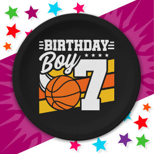 7 Jahre altes Basketball Party Thema 7. Geburtstag Pappteller