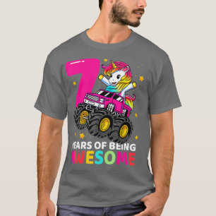 7 Jahre Altes Einhorn Reitmonster 7. Geburtstag T-Shirt