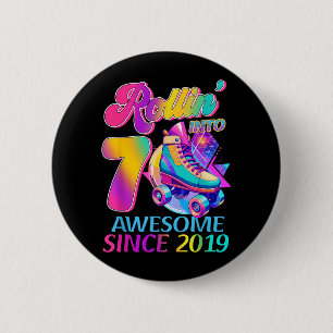 7 Jahre großartig seit 2019 Hockey-Themen-Geburtst Button