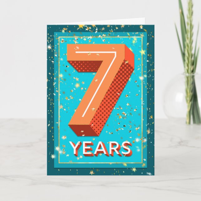 7 Jahre Mitarbeiterjubiläum - Fettzahl Karte (Vorderseite)