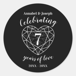 7 Jahre Onyx-Liebe-Aufkleber Runder Aufkleber